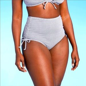 Kona Sol gingham side cinch high waist bottom